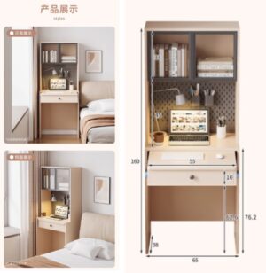 床頭臥室兒童學習桌中小學生家用書桌書櫃一體可抽拉小戶型省空間